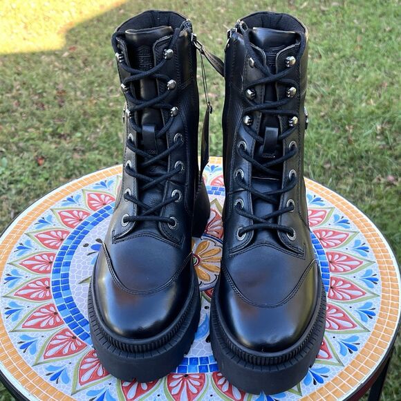 Harley-Davidson Women’s Sz 7 Kavan Lace Side-Zip Ankle Boot D65001 Black Leather - Picture 2 of 10